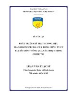Phát triển giá trị thương hiệu Saigon Special của tổng công ty CP bia Sài Gòn thông qua các hoạt động chiêu thị
