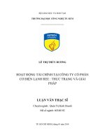 Hoạt động tài chính tại công ty cổ phần cơ điện lạnh Ree thực trạng và giải pháp