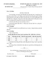 Toàn bộ đề và đáp án môn Địa lý 12 học kỳ I năm 2014-2015 THPT VINH PHÚC