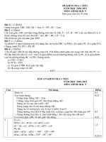 Đề kiểm tra 1 tiết môn Hình học lớp 9 số 22