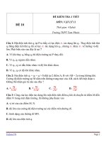 Đề kiểm tra 1 tiết Vật Lý 11 - Đề số (10)