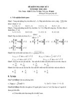 Đề kiểm tra học kì 1 môn Toán  lớp 11 số 5