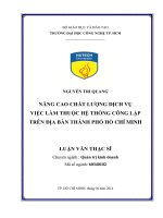Nâng cao chất lượng dịch vụ việc làm thuộc hệ thống công lập trên địa bàn thành phố Hồ Chí Minh