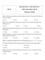 Đề kiểm tra 1 tiết HK 2 môn Hóa học 10 - Đề 20