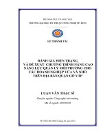 Đánh giá hiện trạng và đề xuất chương trình nâng cao năng lực quản lý môi trường cho các doanh nghiệp vừa và nhỏ trên địa bàn quận Gò Vấp.Pdf