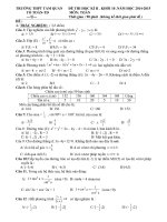 Đề thi học kì II môn toán lớp 10 năm học 2014 - 2015(có đáp án)