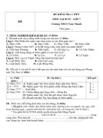 Đề kiểm tra 1 tiết môn Lịch sử lớp 7 trường THCS Tam Thanh