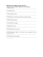 Đề thi thì của động từ môn anh số IV