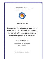 Ảnh hưởng của chất lượng dịch vụ tín dụng đến sự hài lòng của khách hàng tại một số ngân hàng thương mại cổ phần trên địa bàn TP. Hồ Chí Minh