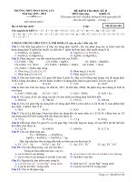 Đề thi học kì 2 môn hóa học lớp 12 năm 2014 (chương trình cơ bản)