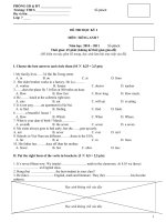 ĐỀ THI HKI tiếng Anh lớp 7