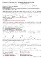 Đề thi thử THPT tỉnh Bến Tre môn vật lý