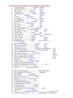 Bài tập dùng tính từ và trạng từ (With key)