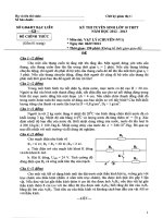 SỞ GD và đt bạc LIÊU đề THI TUYỂN lớp 10 môn lý CHUYÊN NGUYỆN VỌNG 1