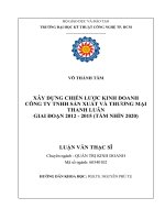 Xây dựng chiến lược kinh doanh công ty TNHH sản xuất và thương mại Thanh Luân giai đoạn 2012 - 2015 (tầm nhìn 2020)