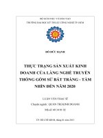 Thực trạng sản xuất kinh doanh của làng nghề truyền thống gốm sứ Bát Tràng tầm nhìn đến năm 2020