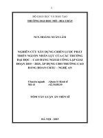 Nghiên cứu xây dựng chiến lược phát triển nguồn nhân lực của các trường đại học   cao đẳng ngoài công lập giai đoạn 2015 – 2025, áp dụng cho trường cao đẳng hoan châu – nghệ an