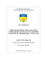 Một số giải pháp nâng cao chất lượng dịch vụ đào tạo tại trường cao đẳng Sư Phạm Bà Rịa- Vũng Tàu