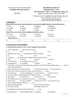 TRƯỜNG THPT CHU VĂN AN KỲ THI HỌC KỲ I NĂM HỌC 2014 – 2015 Môn Tiếng Anh - Lớp 10- Chương trình (Nâng cao)