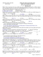 Đề thi học kỳ I lớp 10 trường Quôc Học Huế môn vật lý