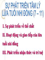 SỰ PHÁT TRIỂN TÂM LÝ LỨA TUỔI NHI ĐỒNG (7 – 11)
