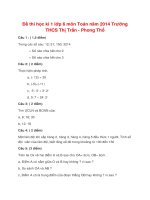 Đề thi học kì 1 lớp 6 môn Toán năm 2014 Trường THCS Thị Trấn - Phong Thổ