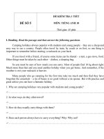Đề kiểm tra 1 tiết môn tiếng Anh lớp 10 - Đề số (5)