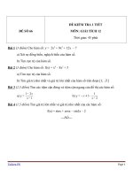 Đề kiểm tra 1 tiết môn Toán lớp 12 - Đề (66)