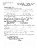 TRƯỜNG THCS NGHĨA TÂN ĐỀ THI HỌC KỲ I – NĂM HỌC 2011-2012 LỚP 9 MÔN hóa học