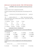 Đề thi học kì 1 lớp 9 môn Anh năm 2014 - THCS Phan Bội Châu