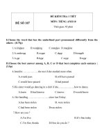 Đề kiểm tra 1 tiết môn tiếng Anh lớp 10 - Đề số 107