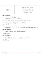 Đề kiểm tra 1 tiết môn Toán lớp 12 - Đề 6