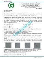 Đề thi thử vật lí lần 5 chuyên khoa học tự nhiên môn vật lý (có đáp án)