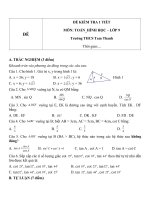 Đề kiểm tra 1 tiết môn Toán phần Hình học lớp 9 trường THCS Tam Thanh