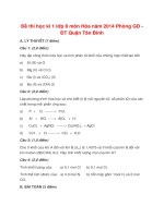 Đề thi học kì 1 lớp 8 môn Hóa năm 2014 Phòng GD - ĐT Quận Tân Bình