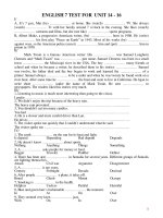ENGLISH 7 TEST FOR  UNIT 14-16
