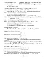 Đề kiểm tra học kì 1 môn Toán lớp 10 trường THPT Vinh Xuân