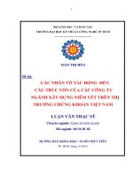 Các nhân tố tác động đến cấu trúc vốn của các công ty ngành xây dựng niêm yết trên thị trường chứng khoán Việt Nam
