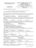 TRƯỜNG THPT CHU VĂN ĐỀ KIỂM TRA ĐỊNH KÌ BÀI SỐ 1- HỌC KỲ I  Môn Hóa học - Lớp 12 nâng cao