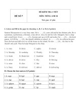 Đề kiểm tra 1 tiết môn tiếng Anh lớp 10 - Đề số 7