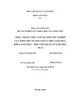 Thực trạng việc làm sau khi tốt nghiệp của sinh viên ngành Tâm lí học Giáo dục, khoa Giáo dục - Học viện Quản lí Giáo dục