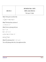 Đề kiểm tra 1 tiết môn Toán lớp 12 - Đề 13