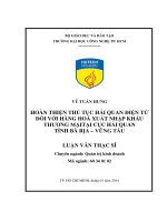 Hoàn thiện thủ tục hải quan điện tử đối với hàng hóa xuất nhập khẩu thương mại tại cục hải quan tỉnh Bà Rịa - Vũng Tàu