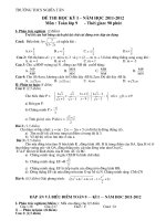 TRƯỜNG THCS NGHĨA TÂN ĐỀ THI HỌC KỲ I – NĂM HỌC 2011-2012 LỚP 9 MÔN toán