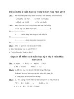 Đề kiểm tra 8 tuần học kỳ 1 lớp 9 môn Hóa năm 2014
