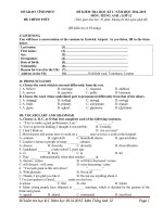 SỞ GD ĐT VĨNH PHÚC ĐỀ KIỂM TRA HỌC KÌ 1 NĂM 2014 2015 MÔN TIẾNG ANH 12