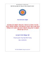 Đánh giá hiện trạng chất lượng nước mặt sông Đồng Nai đoạn chảy qua huyện Vĩnh Cửu đến huyện Nhơn Trạch và biện pháp quản lý