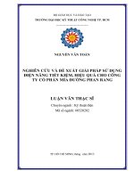 Nghiên cứu và đề xuất giải pháp sử dụng điện năng tiết kiệm, hiệu quả cho công ty cổ phần mía đường Phan Rang