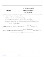 Đề kiểm tra 1 tiết môn Toán lớp 12 - Đề (3)