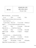 Đề kiểm tra 1 tiết môn tiếng Anh lớp 10 - Đề số (3)